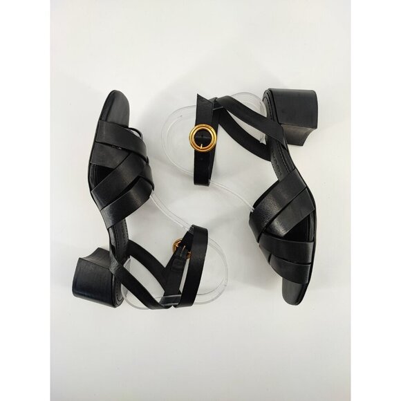 Tory Burch Women's City Ankle Strap Black Leather Heel Sandals Size 6.5M US - Picture 5 of 8